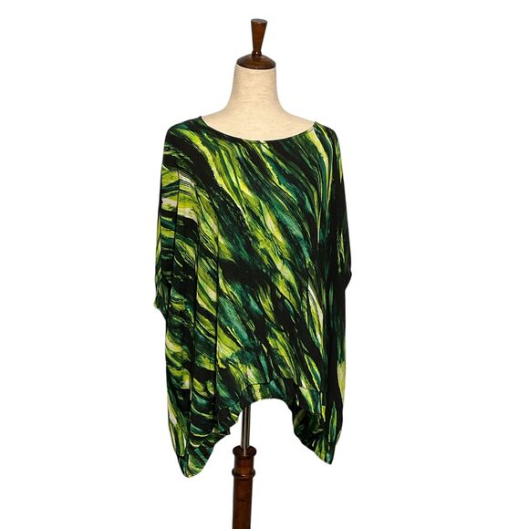 Ava & Viv Sz 4X Green Abstract Print Women's Top - Picture 1 of 12